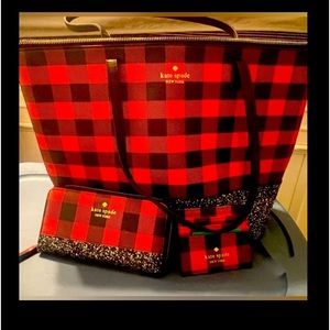 Like new Buffalo plaid Kate Spade set